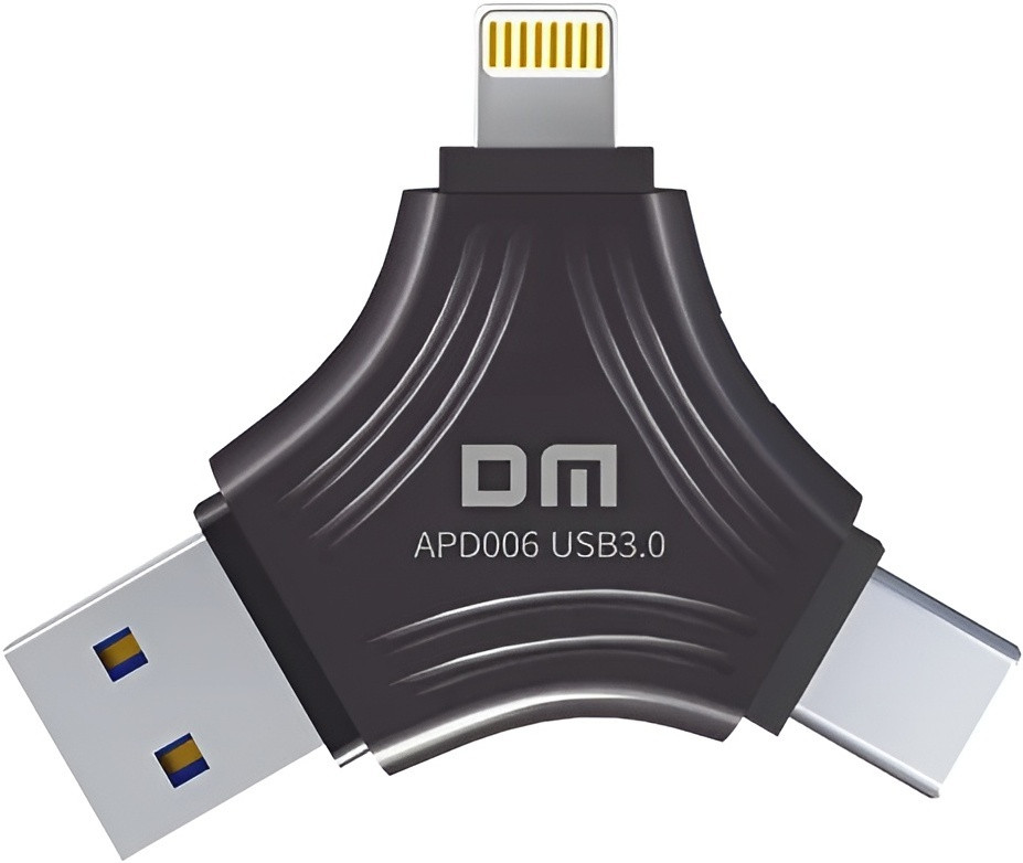 apd006-128gb-3-in-1-usb-3-0-fasionable-triangle-pendrive-for-ios-original-imah6zzvjsrbjsm8.jpeg DM APD006 128GB 3 in 1 USB 3.0 Fasionable Triangle Pendrive For IOS, PC, Maccbook 128 GB OTG Drive Compatible with Desktop Computer, Audio Player, Mobile, Netbook, Tablet, Television USB 3.0 Metal Case - Image 1