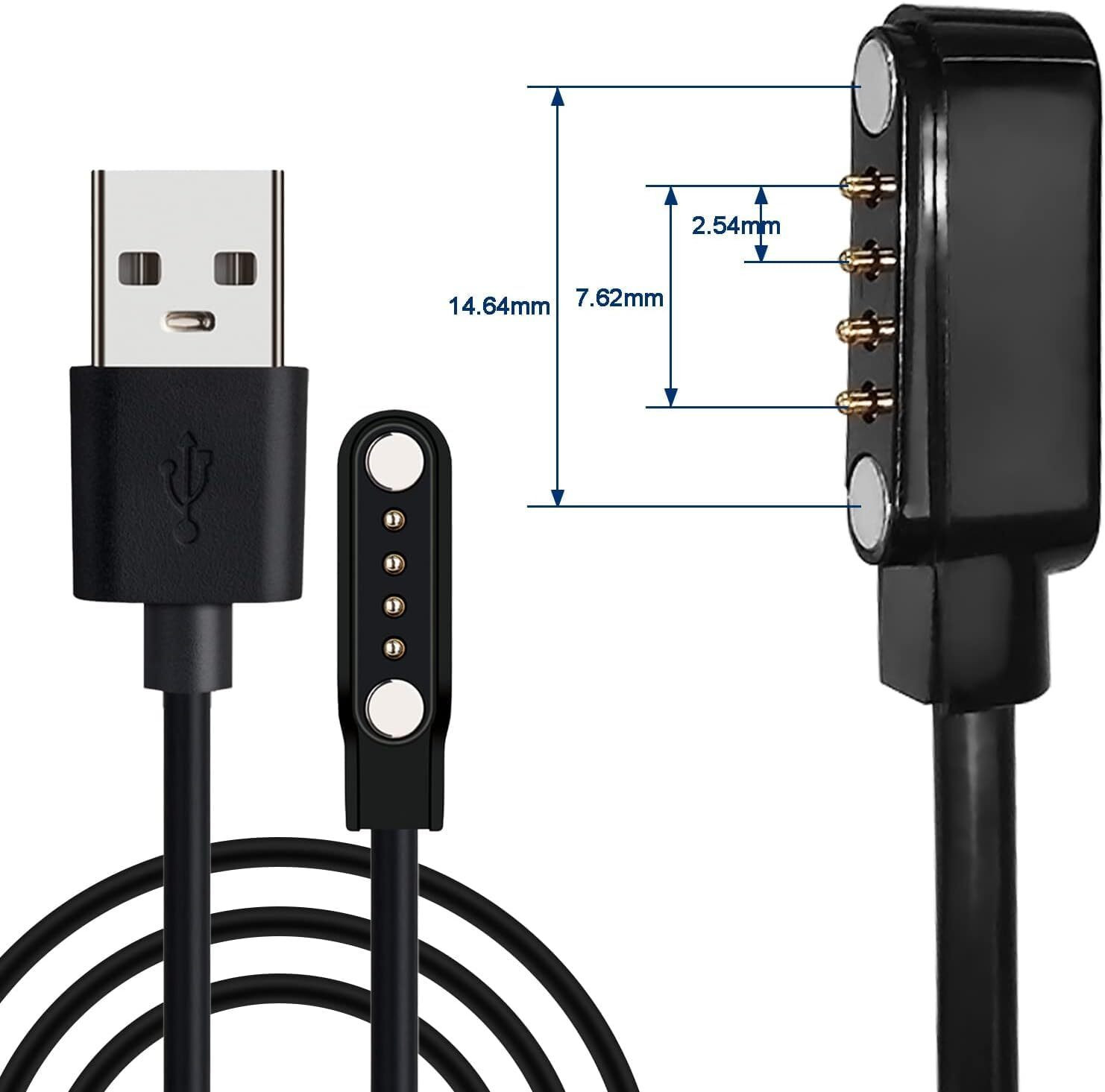 HexaGear Magnetic Charging Cable 0.6 m beatXP Vega Watch Charging Cable (Compatible with beatXP Vega Charging Cable, BXSO2004, DO NOT WORK ANY OTHER SMART WATCH, Black, One Cable)