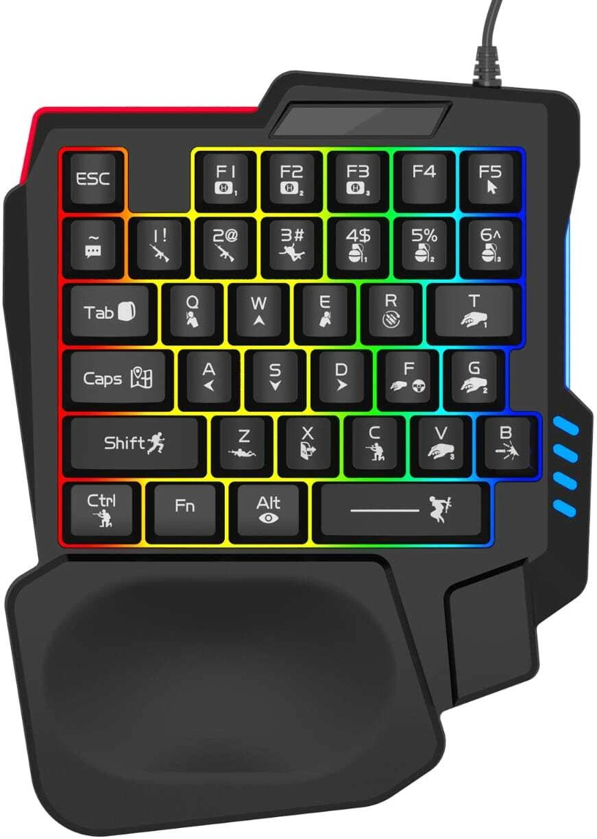 one-handed-rgb-backlite-35keys-millennium-technology-original-imahdznmz2yahwyf.jpeg MILLENNIUM TECHNOLOGY One Handed RGB Backlite 35Keys Wired USB Handheld Gaming Keyboard Compatible with Desktop, Laptop, Mac - Image 1