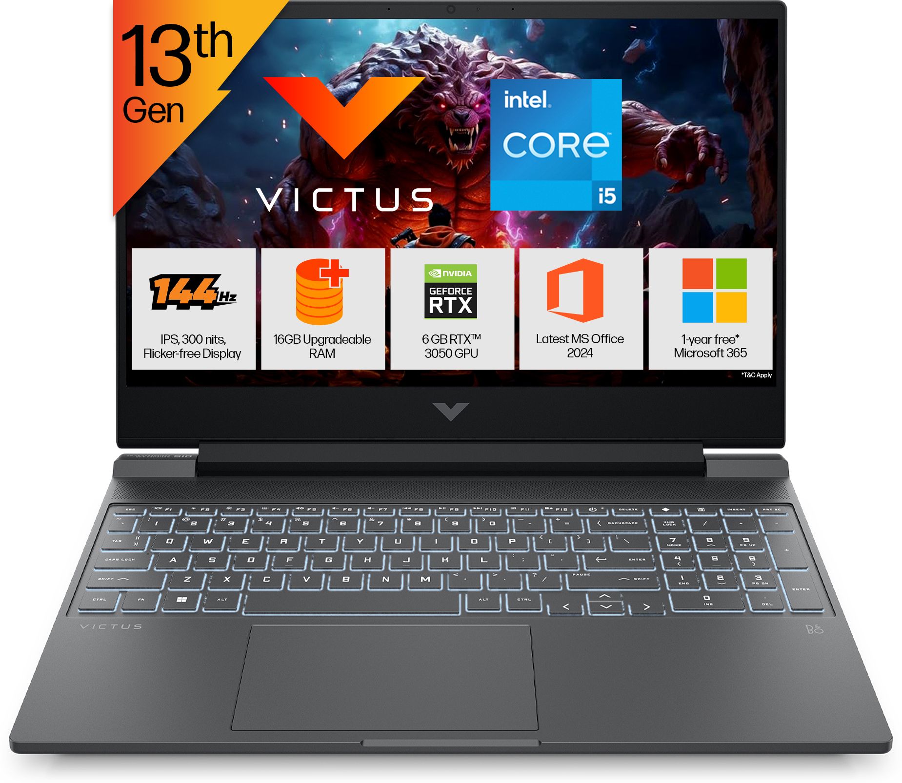 HP Victus Intel Core i5 13th Gen 13420H - (16 GB/512 GB SSD/Windows 11 Home/6 GB Graphics/NVIDIA GeForce RTX 3050/144 Hz) 15-fa2700TX Gaming Laptop (15.6 inch, Mica Silver, 2.29 Kg, With MS Office)