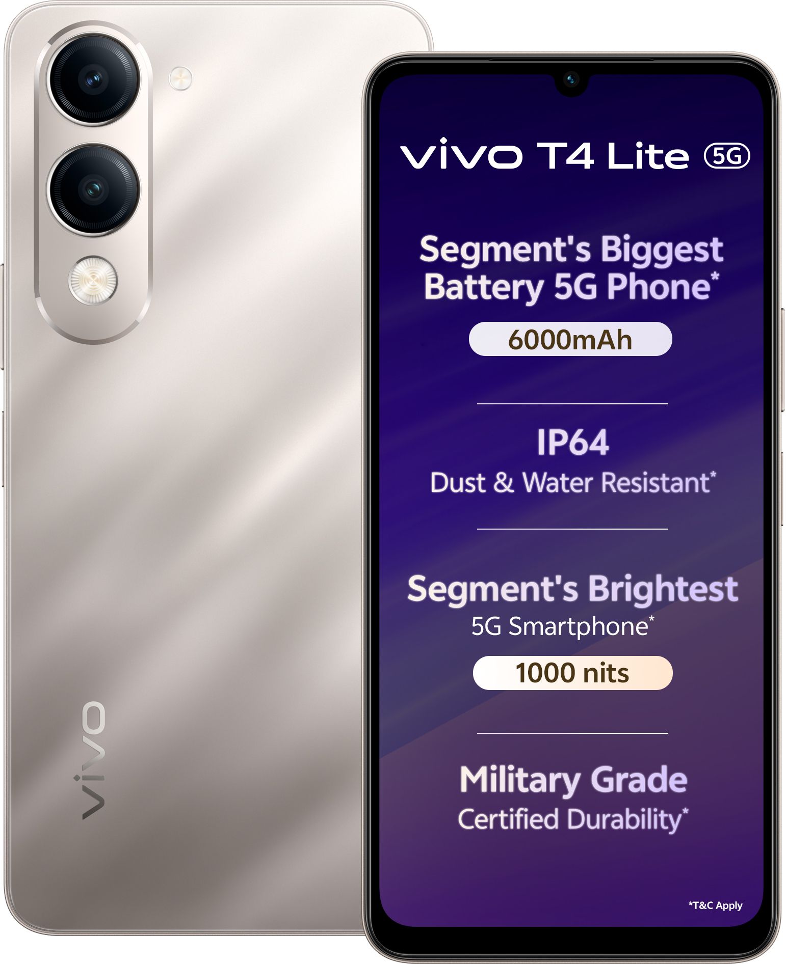 vivo T4 Lite 5G Charger in the Box (Titanium Gold, 256 GB) (8 GB RAM)