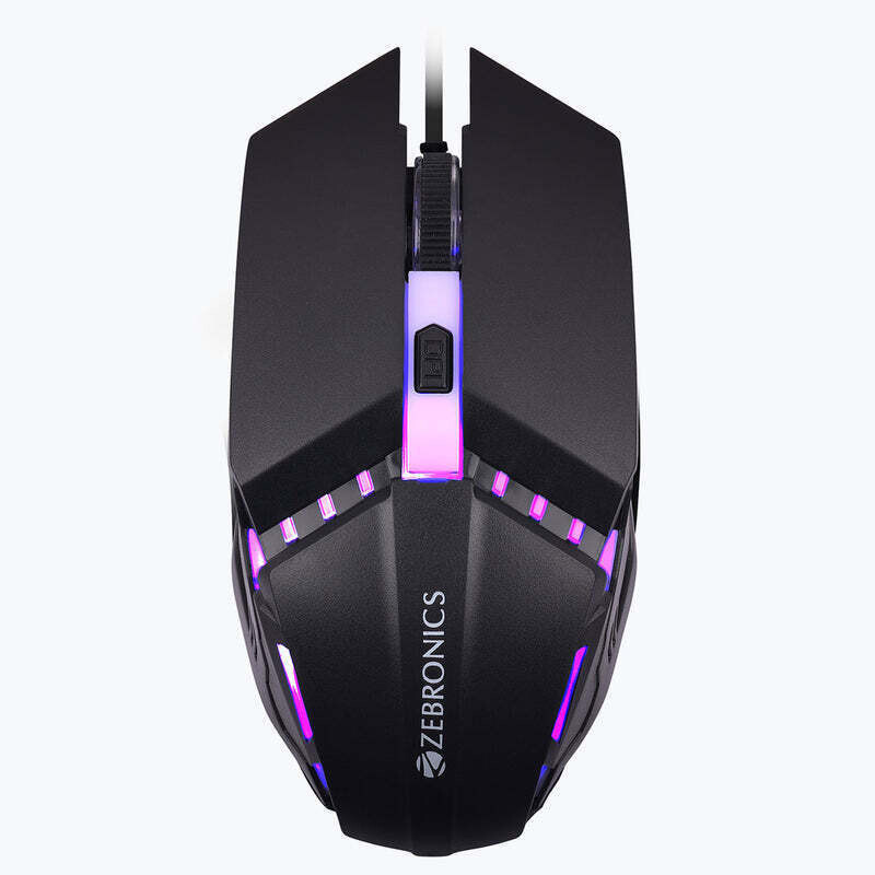ZEBRONICS ZEB PHERO with DPI Switch, High Precision, Plug & Play, 4 Buttons Wired Ambidextrous Optical Gaming Mouse